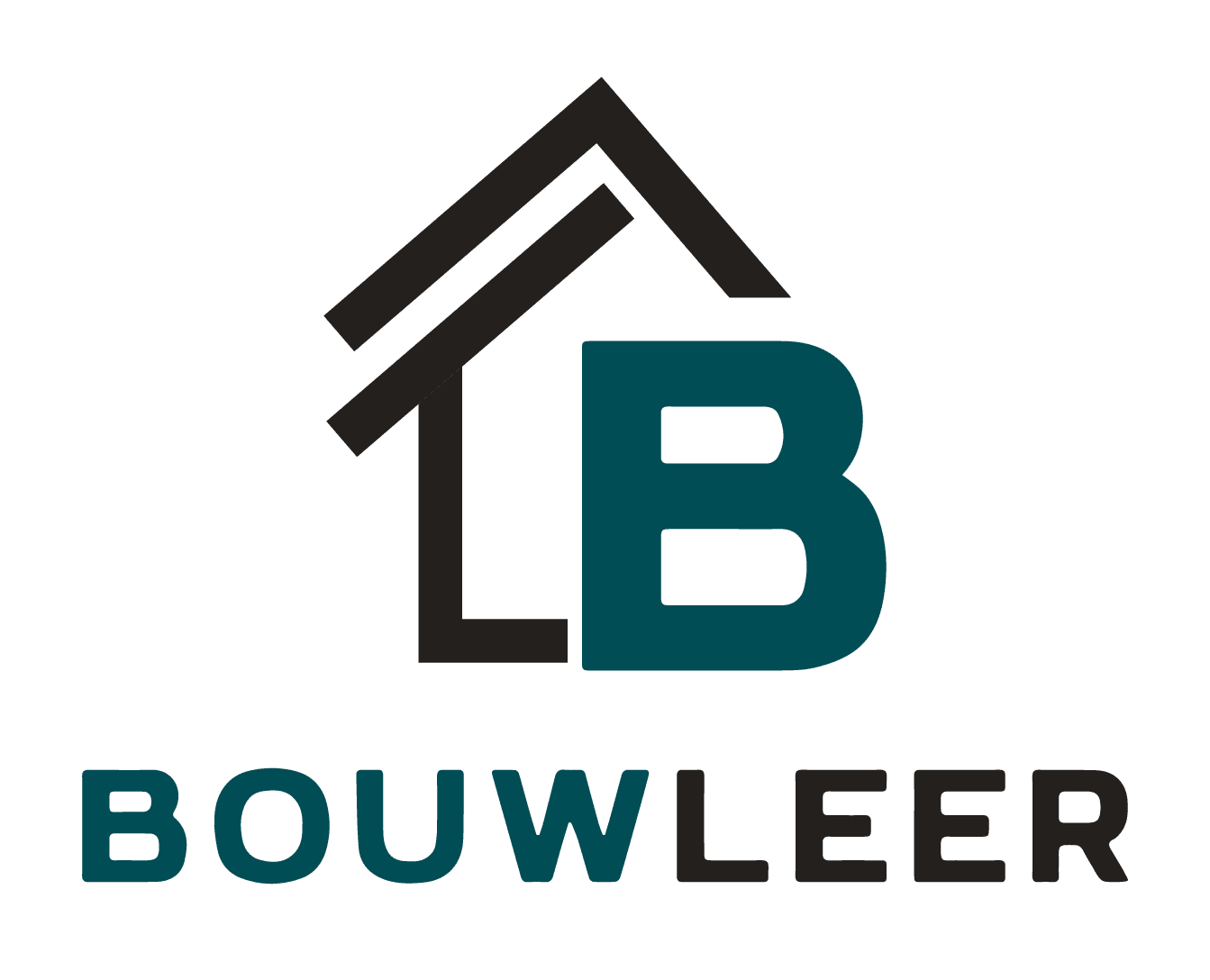 BouwLeer logo + tekst wit